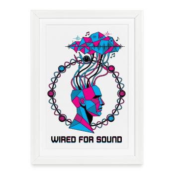 Wired for Sound Cyber Head - Framed poster (27 × 37 cm) - white - Front