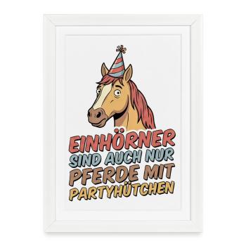Cheval de fête avec chapeau - Affiche encadrée (27 × 37 cm) - blanc - Devant