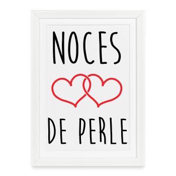 noces de perle 30 ans de mariage - Affiche encadrée (27 × 37 cm) - blanc - Devant
