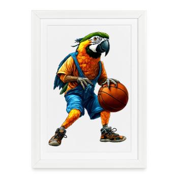 Parrot Basketball Bird - Framed poster (27 × 37 cm) - white - Front