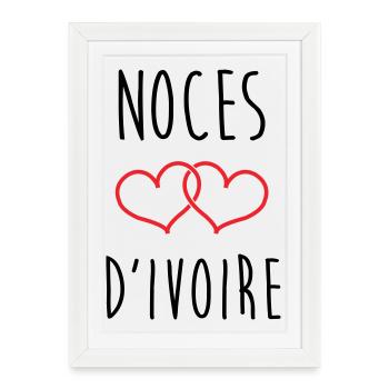 Anniversaire Mariage - Noces d'Ivoire (62 ans) - Affiche encadrée (27 × 37 cm) - blanc - Devant