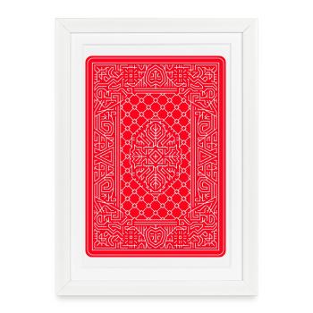 Carte à jouer géométrique Art Rouge - Affiche encadrée (27 × 37 cm) - blanc - Devant