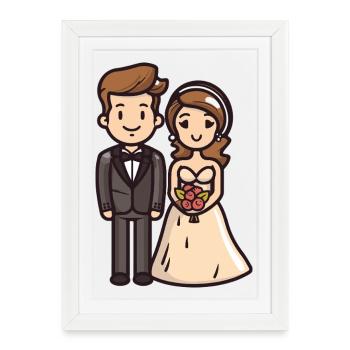 Couple marié marié - Affiche encadrée (27 × 37 cm) - blanc - Devant