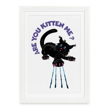 Tu es en train de me faire un chaton ? Chat Noir Joueur - Affiche encadrée (27 × 37 cm) - blanc - Devant