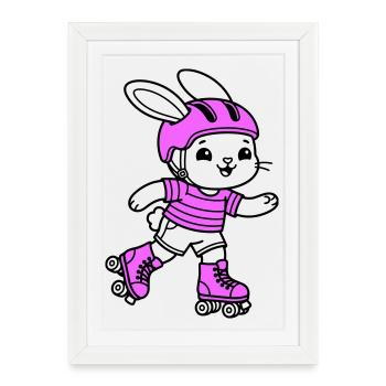 roller skating girl - Framed poster (27 × 37 cm) - white - Front
