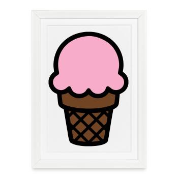 Icône gaufre à la glace - Affiche encadrée (27 × 37 cm) - blanc - Devant