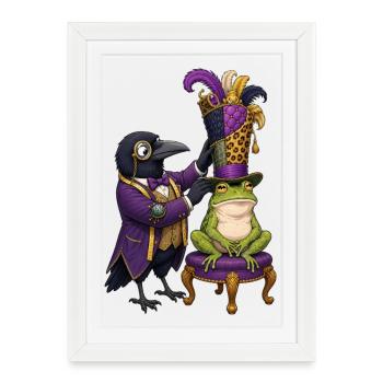 Raven as Hatter with Frog in Magic Cylinder - Framed poster (27 × 37 cm) - white - Front