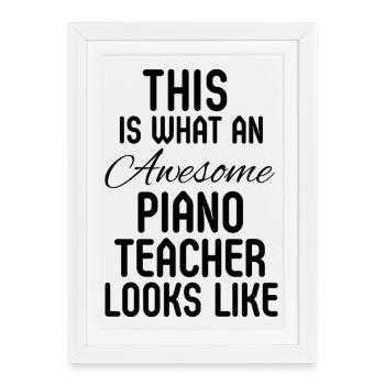 Cadeau d’appréciation du professeur de musique de piano de la part d’un élève - Affiche encadrée (27 × 37 cm) - blanc - Devant