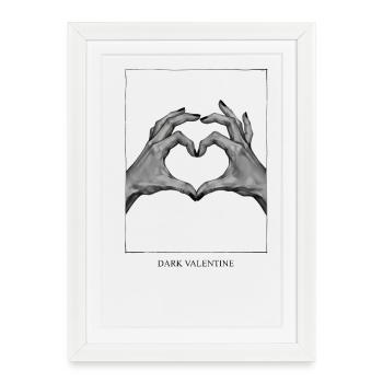 Black and White Heart Hand – Dark Valentine - Framed poster (27 × 37 cm) - white - Front