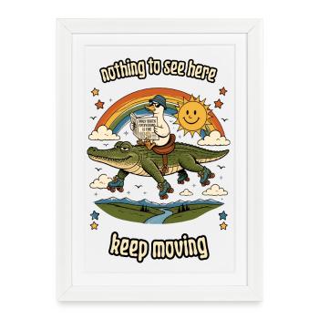 Rien à voir ici : Alligator Roller Ride - Affiche encadrée (27 × 37 cm) - blanc - Devant