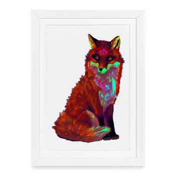 renard rouge - Affiche encadrée (27 × 37 cm) - blanc - Devant