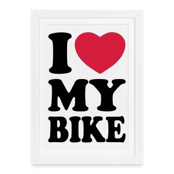 I love my bike - Framed poster (27 × 37 cm) - white - Front