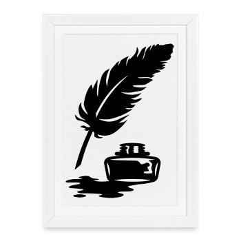 Quill Pen and Ink Pot - Framed poster (27 × 37 cm) - white - Front