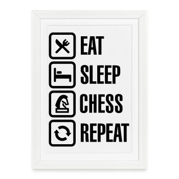 Eat Sleep Chess Repeat - Framed poster (27 × 37 cm) - white - Front