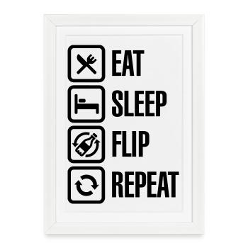 Eat - Sleep - Bottle Flip - Repeat - Framed poster (27 × 37 cm) - white - Front