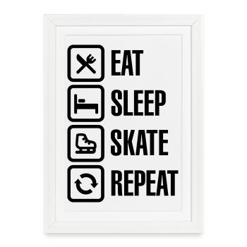 Eat sleep figure ice skate repeat - Affiche encadrée (27 × 37 cm) - blanc - Devant
