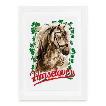 Équitation - cavalier - saut - cheval - cavalier - Affiche encadrée (27 × 37 cm) - blanc - Devant