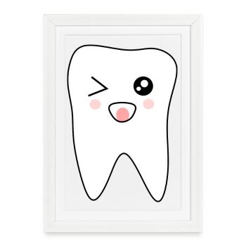 Dente, dents, cadeau dentiste - Affiche encadrée (27 × 37 cm) - blanc - Devant