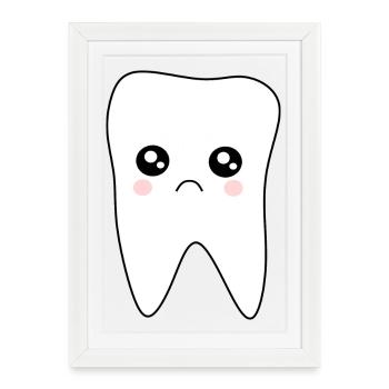 Dente, dents, cadeau dentiste - Affiche encadrée (27 × 37 cm) - blanc - Devant