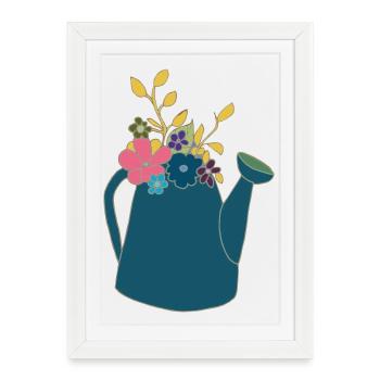 Arrosoir bleu - Affiche encadrée (27 × 37 cm) - blanc - Devant