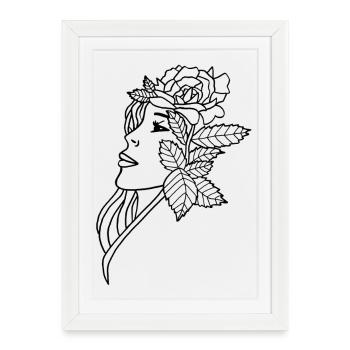 La dame et la rose (noir) - Affiche encadrée (27 × 37 cm) - blanc - Devant