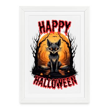 Halloween Black Wolf Motif - Framed poster (27 × 37 cm) - white - Front