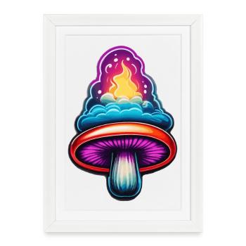 Fire Mushroom - Framed poster (27 × 37 cm) - white - Front