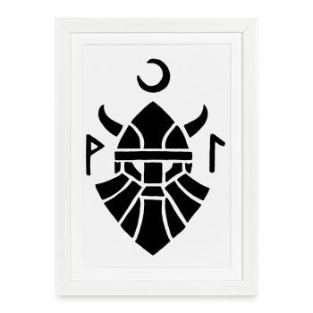 Symbole noir du guerrier viking - Affiche encadrée (27 × 37 cm) - blanc - Devant