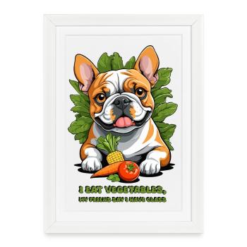Vegan Bulldog - Framed poster (27 × 37 cm) - white - Front
