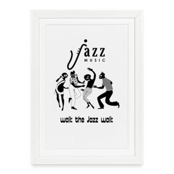 Jazz Notes in Minimalist Silhouette - Framed poster (27 × 37 cm) - white - Front