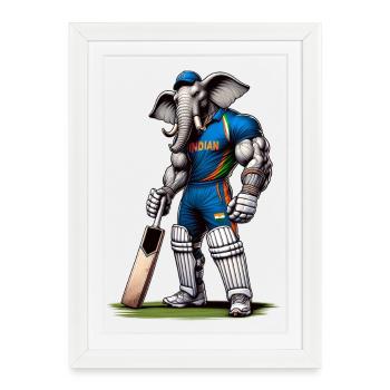 India cricket sport elephant design - Framed poster (27 × 37 cm) - white - Front