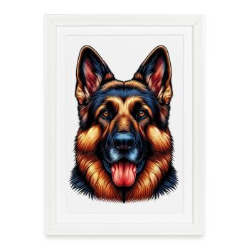 Berger allemand - Affiche encadrée (27 × 37 cm) - blanc - Devant