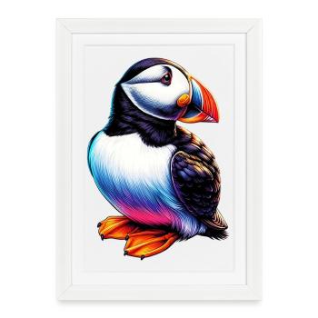 Puffin - Framed poster (27 × 37 cm) - white - Front