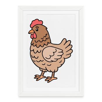 Poulets Poulets - Affiche encadrée (27 × 37 cm) - blanc - Devant