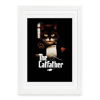 Le Catfather - chat qui n’est pas renié. - Affiche encadrée (27 × 37 cm) - blanc - Devant