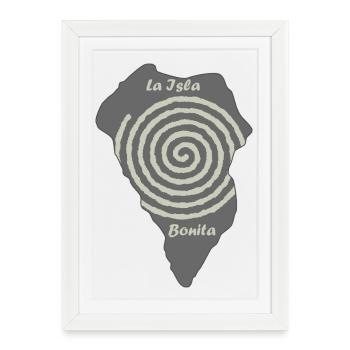 La Isla Bonita La Palma Outline Pétroglyphes - Affiche encadrée (27 × 37 cm) - blanc - Devant