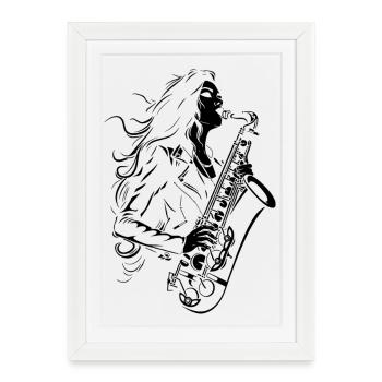 Saxophone Player Sketch - Framed poster (27 × 37 cm) - white - Front