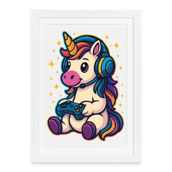 Licorne de jeu - Affiche encadrée (27 × 37 cm) - blanc - Devant