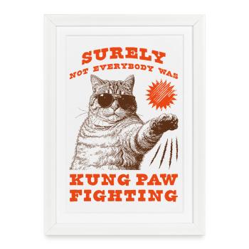 Kung Paw Combat Drôle Chonky Chat - Affiche encadrée (27 × 37 cm) - blanc - Devant