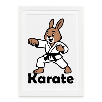 Karaté Lapin - Affiche encadrée (27 × 37 cm) - blanc - Devant