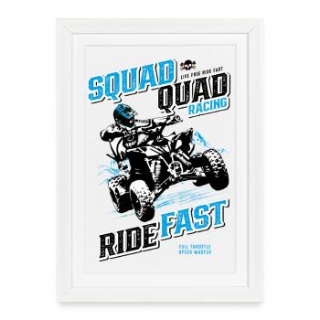 Vitesse de course en quad - Affiche encadrée (27 × 37 cm) - blanc - Devant