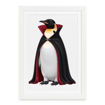 Funny Halloween Penguin Vampire Cartoon Fun - Framed poster (27 × 37 cm) - white - Front