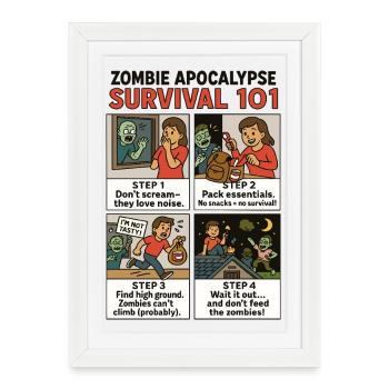 Zombie Survival Guide - Framed poster (27 × 37 cm) - white - Front