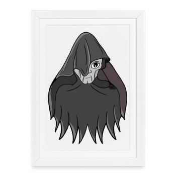 Spectre à capuchon en cape d’ombre - Affiche encadrée (27 × 37 cm) - blanc - Devant