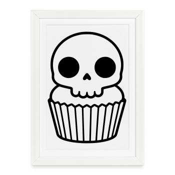 Cupcake effrayant | Crâne d’Halloween - Affiche encadrée (27 × 37 cm) - blanc - Devant