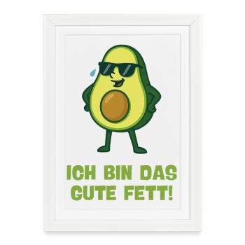 Avocat avec lunettes de soleil – bonne graisse - Affiche encadrée (27 × 37 cm) - blanc - Devant
