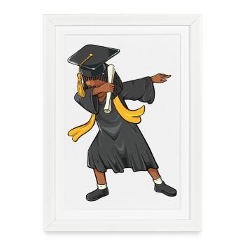 Afro Dabbing Girl Classe de 2026 Graduation Noir - Affiche encadrée (27 × 37 cm) - blanc - Devant