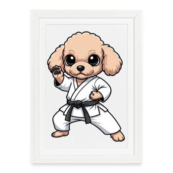 Karate Poodle Dog Martial Arts Self-Confidence - Framed poster (27 × 37 cm) - white - Front