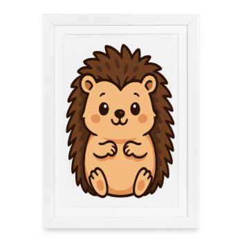 Dessin animé du hérisson câlin - Affiche encadrée (27 × 37 cm) - blanc - Devant