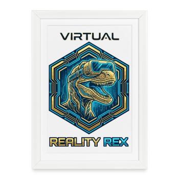 Rex Dino en réalité virtuelle - Affiche encadrée (27 × 37 cm) - blanc - Devant